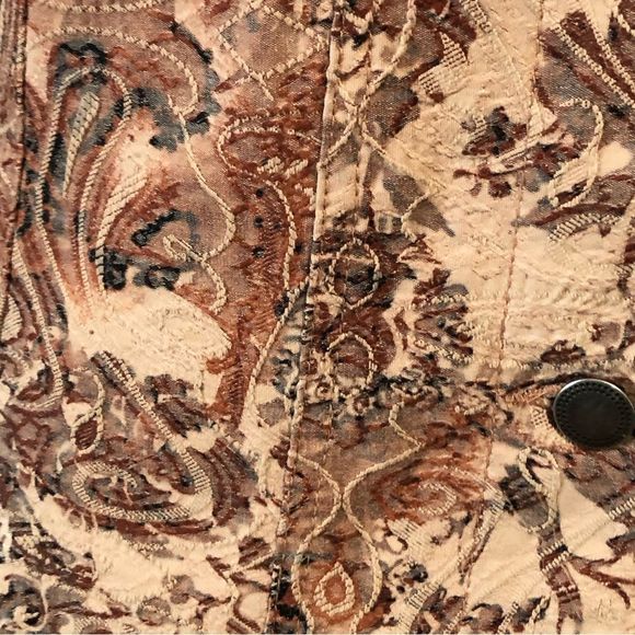 Vintage Y2K 70s boho retro vibes paisley tan rust orange cotton canvas jacket M - Picture 7 of 10